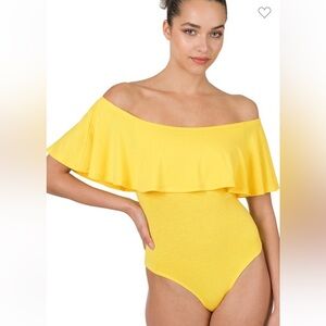 Yellow Off-Shoulder Bodysuit